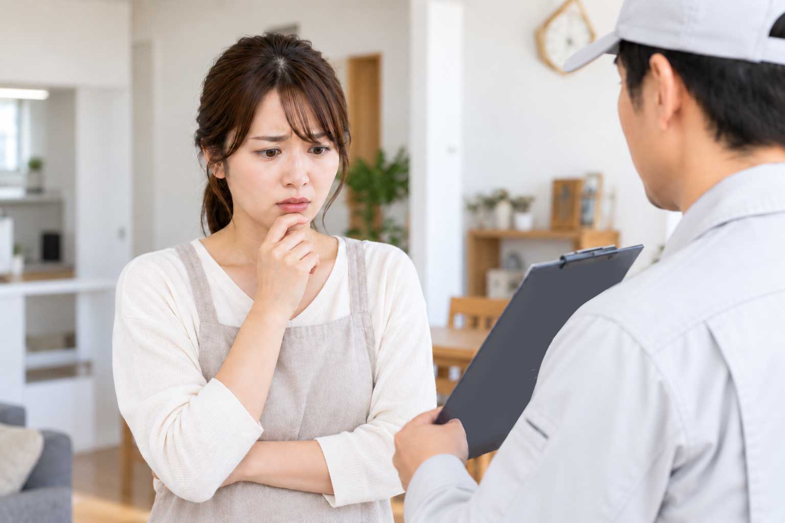 片付けについて悩む女性